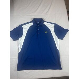Masters Tech Golf Polo Shirt Mens XL Royal Blue White Colorblock Short Sleeve